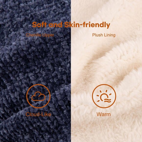 Women's Winter Warm Non Slip Knit Memory Foam Navy Blue Slipper Bootie Shoes - Picture 3 of 6